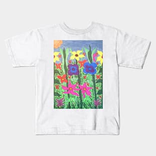 Colorful Garden Bohemian Floral Art Kids T-Shirt